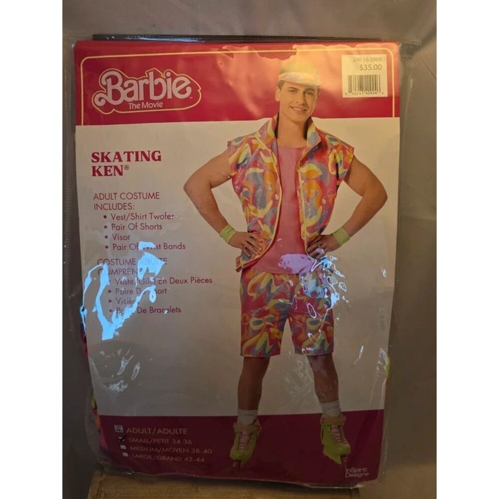Barbie The Movie Skating Ken Adult Small 34-36 Costume Halloween New Retro 80s C
